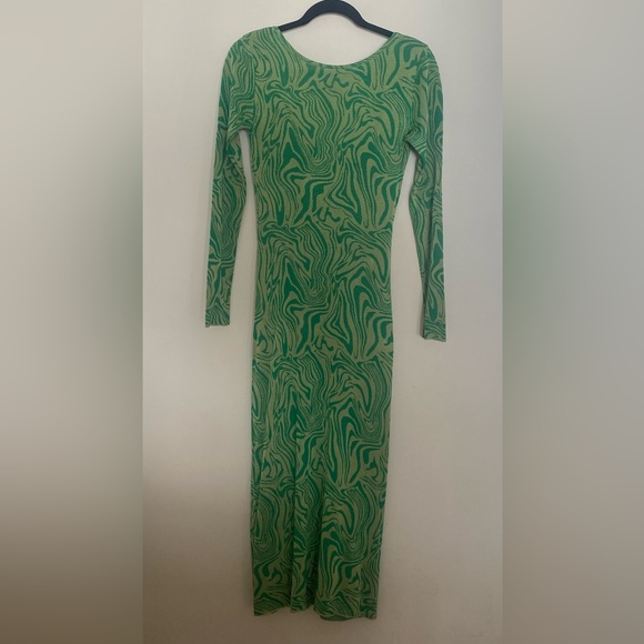 Paloma wool slinky green psych swirl marble low back dress - Picture 4 of 6